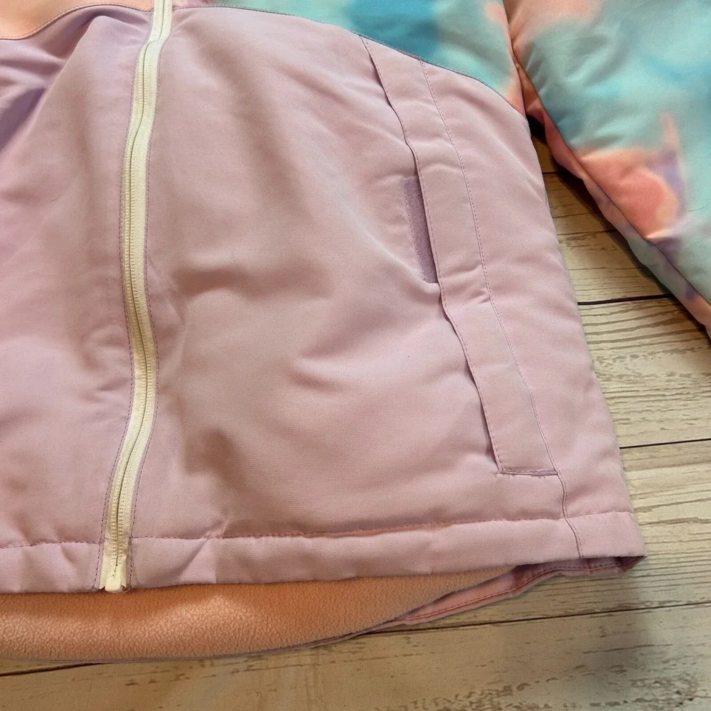 Hurley Snow Jacket Pockets Buttons Pink Tie Dye Youth Girls Size‎ Large 14/16